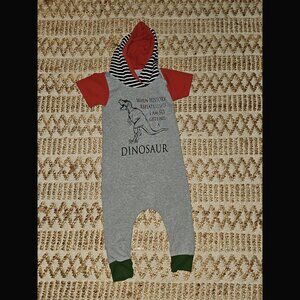 Little Threads Co. Funny Dino Print Hooded Romper 2T